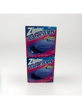 2x Ziploc TableTops Sandwich Plates & Snap ‘n Seal Lids NIB Sealed 4 Pack